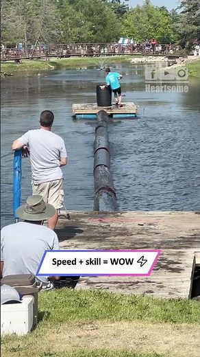 Insane Balance! Man Races Across Floating Logs Without Falling 🌊🔥|| Heartsome 💖