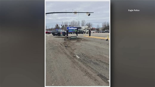 An Eagle intersection is temporarily closed after a dump truck knocked down a traffic signal
