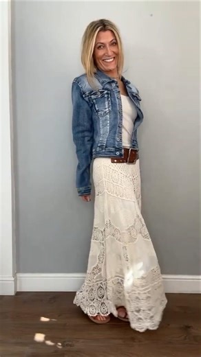 Crochet Skirt and Embroidered Jacket: Textures That Make the Difference 🔥 #fashiontrends #denimstyle