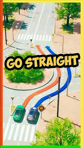 Going straight through a roundabout #rules