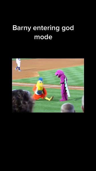 Playful Mascots Dance on Baseball Field