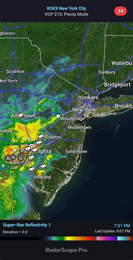 Radar showing rain moving towards Long Island. Some rain could be in the bronx between 9 and 930. For Long Island 10pm to 2am threat of brief heavy rain and thunderstorms. | News12 Long Island Meteorologist Rich Hoffman