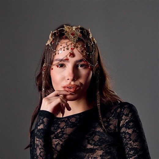 Gold Forehead Piece, Gold Head Chain, Festival Head Chain, Gold Boho Headpiece, Rave Head Jewelry, Gold Chain Headpiece, Gold Hair Chain - Etsy