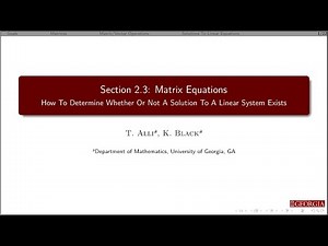 2.3: Matrix Operations and Matrix Equations - Part II
