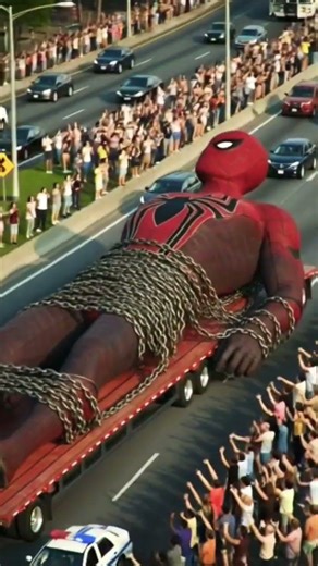 This Giant Spider-Man Transport is INSANE! Highway Scene 🔥 #marvel #spiderman#mcu#shorts#spiderwoman