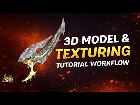Auric Doomfang game ready Blade weapon 3D model and texturing tutorial