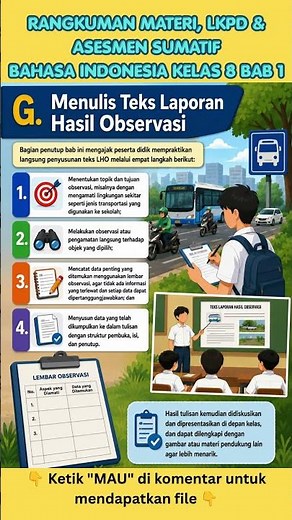 Rangkuman Materi, LKPD & Asesmen Sumatif Kelas 8 Bahasa Indonesia Bab 1 Menulis Teks Laporan Hasil O