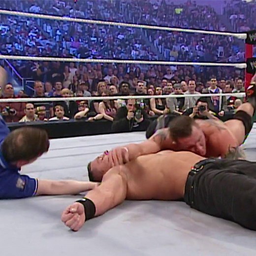 9.7M views · 75K reactions | WWE WrestleMania opponents were forced to team up in 2006 as John Cena and Paul "Triple H" Levesque teamed up against Kurt Angle, Rey Mysterio and Randy Orton on Saturday Night's Main Event! | WWE | Facebook
