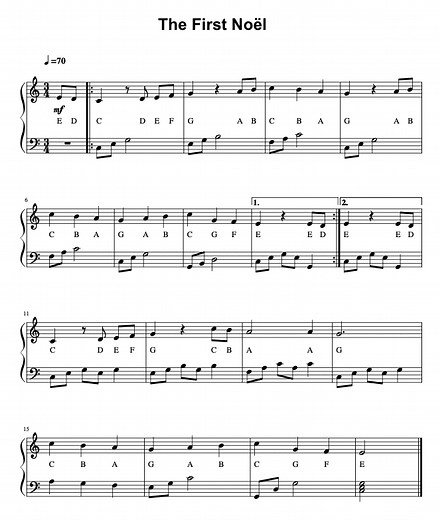 Le Premier Noël - Partition Facile en PDF - La Touche Musicale