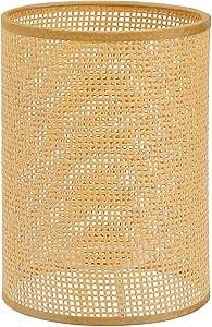 Angoily Rattan Lamp Shade for Table Lamps E27 Natural Woven Vine Manzhu Lampshade 5.46 Inch Cylinder Small Rattan Lamp Shade for Bedroom Living Room Office Decor