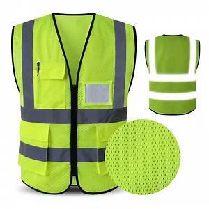 [Hot Item] Industrial Safety Construction Work Vest Reflective Visibility Reflector Vest with Pockets