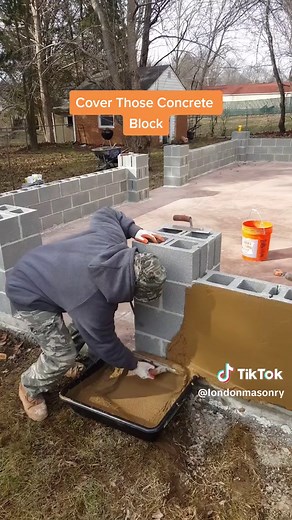 Enhancing Concrete Blocks with Stucco/Mortar Mix