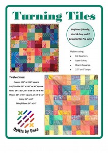 Turning Tiles Quilt Pattern PDF: a Fun, Fast & Easy, Beginner Friendly Quilt for Layer Cakes, Charm Squares, Fat Quarters or Jelly Rolls! - Etsy UK