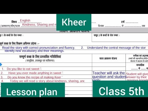 CCE SIQE Lesson Plan || Class 5th Lesson kheer Dairy Lesson Plan 2025-26