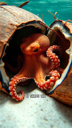 Coconut Octopus: The Master of Underwater Camouflage! #octopus #nature #ocean #wildlife #facts