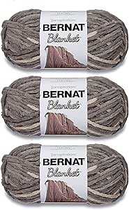 Bernat Blanket Silver Steel Yarn - 3 Pack of 150g/5.3oz - Polyester - 6 Super Bulky - 108 Yards - Knitting/Crochet