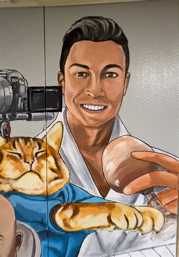 Day 85 Painting Ronaldo drinking chocolate milk from a wine glass. The first meme of 2026 and the great meme reset. 2016 all over again. The world is finally healing. #foryoupage #ronaldo #christianoronaldo #greatmemereset #2026 @cristiano_ronaldor07