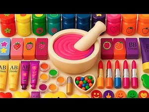 Slime makeup ASMR | DIY How to Make Rainbow Makeup Cosmetic Eyeshadow Vaseline Glitter Slime