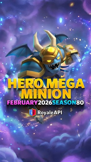 Hero Mega Minion is coming to Clash Royale! ⚔️ https://on.royaleapi.com/heromm Wounding Warp (2 Elixir): • Teleports to the lowest max‑HP enemy anywhere on the arena • First hit deals 50% dmg (468 at challenge level) • Targets troops/buildings, not Crown Towers • One use per deploy; retargets 1s after a kill• • Untargetable while warping Release: • Feb 13 via in-app purchase for 5000 trophies • Mar 2 in Hero Summons Will it shake the meta? Tell us below! 😍 Thank you @milothegreatcr for the epic