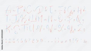 Handwritten English letters with a beautiful font and Modern Soft Gradient colors. 4k animated Full alphabet. Constant animation over Alpha channel