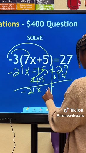 Solving Equations in 7th Grade Math Class