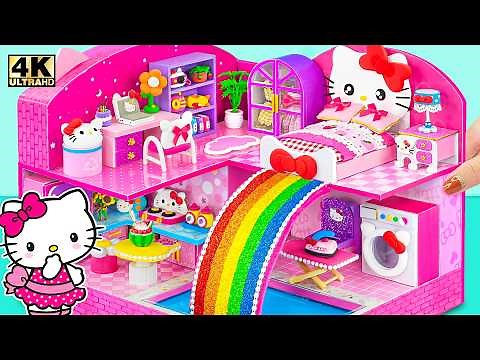 Make Hello Kitty House with Bed, Kitchen Playset, Laundry Set, Rainbow Slide | DIY Miniature House