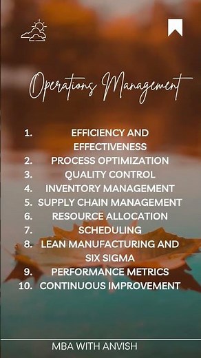 Operations Management.