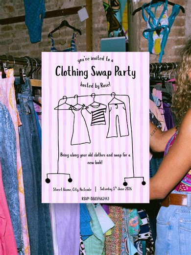 Clothing Swap Party Invitation Template, Hand Drawn Style, Personalized Girls Night Invite (digital Download) - Etsy