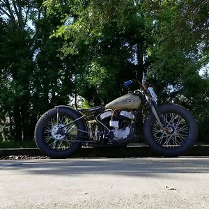1937 Harley-Davidson 45-inch flatty racer tuned and ready for the Race of Gentlemen & Sons of Speed races at Full Throttle Saloon's Pappy Hoel Campground and Resort race track at Sturgis Motorcycle Rally. | Billy Lane of Choppers Inc.