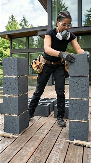 Build a High-End Outdoor Bench in 30 Minutes! #diy #cinderblock #outdoordecor
