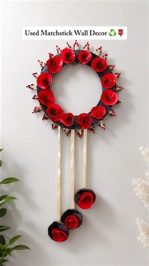 DIY Wall Decor from Used Matchsticks ♻️🌹 #shorts