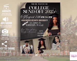 Editable Graduation Party Invite: Beige Luxury Canva Template (digital Download)) - Etsy