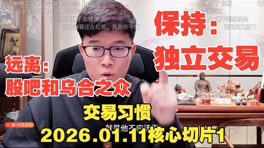 【核心切片1 弹幕 字幕版】【Z哥录播】2026-01-11 保持独立交易，远离股票和乌合之众