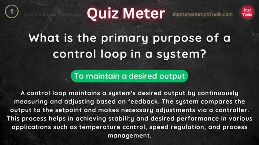 What is the primary purpose of a control loop in a system? Watch Full Video: https://bit.ly/ControlLoops Website: instrumentationtools.com Tags: #control #controlsystems #automation #instrumentation | InstrumentationTools