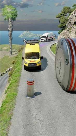 Cars & School Bus vs Giant Pit Bollards Crash | BeamNG.drive Shorts"