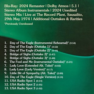 Here's the tracklisting for the 50th Anniversary Bridge of Sighs package, released officially and digitally today: 2LP Deluxe Edition AND a 4-Disc Media Book: https://robintrower.lnk.to/BridgeOfSighs2024 At the centre of this package is a 24-page booklet featuring liner notes by David Sinclair, newly conducted interviews with Robin Trower and Matthew Fisher and testimonials by Bryan Ferry, Robert Fripp, Steve Lukather, Clive Bunker, Andy Parker and album cover designer Paul Olsen, all alongside 