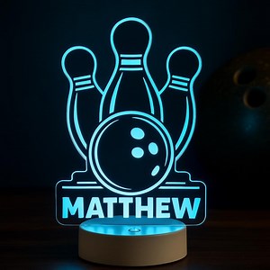 Bowling Strike LED Night Light - Personalized Remote Control, Perfect for Bowlers, Vibrant Vibes & Unique Gifts! - Etsy