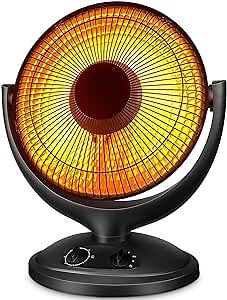 Joy Pebble Space Heater, 400W/800W Oscillating Electric Heater with 2-Level Rapid Heating, 180-Min Timer, Radiant Dish Heater with Tip-over&Overheat Protection, Portable Space Heater for Home/Office