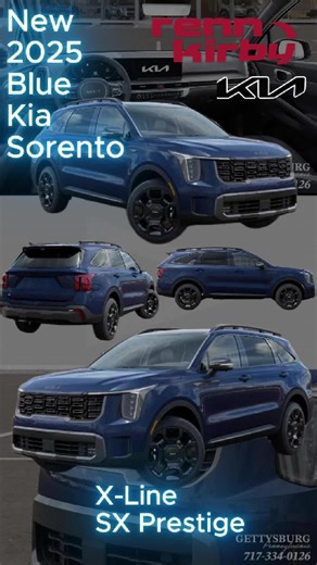 Midnight Lake Blue Kia Sorento X-Line SX Prestige Now Available in Gettysburg! This premium SUV is designed for those who demand luxury, power, and smart technology, all wrapped in a stunning Midnight Lake Blue finish. From its bold stance to its refined black interior, the Sorento X-Line SX Prestige redefines what it means to drive in style. ✅ 2.5L 4-Cylinder Engine with AWD capability ✅ Premium Black Interior with Spacious Comfort ✅ 12.3