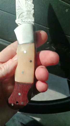 mahogany camel bone Damascus twist
