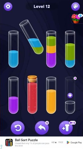 Water Sort Puzzle Level 12 Answer