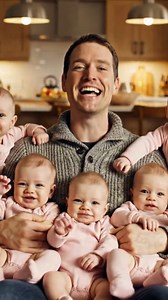 He looks like the happiest dad in the world, wrapped in seven tiny miracles in pink. But behind that smile is a man praying he’ll live long enough to see each of them grow up and remember how loved they were. #fblifestyle | Thriving Recipes