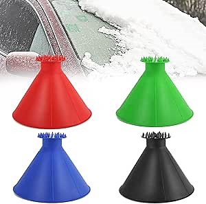 Magical Car Ice Scraper, 4 PCS Magic Ice Scraper for Car, 2 in 1 Round Snow Scraper, Car Winter Accessories, Gift for Chrismas (4pcs)