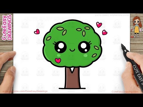 How to Draw Cute Tree Easy Step-By-Step, Drawing and Coloring for Kids and Toddlers