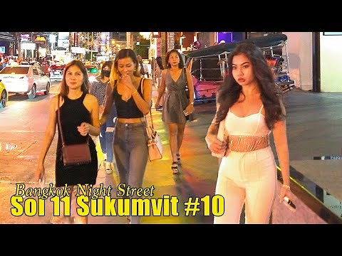 🇹🇭 4K HDR Bangkok | Pretty Girls & Freelancers | Soi 11 & Sukhumvit Night Walk #10