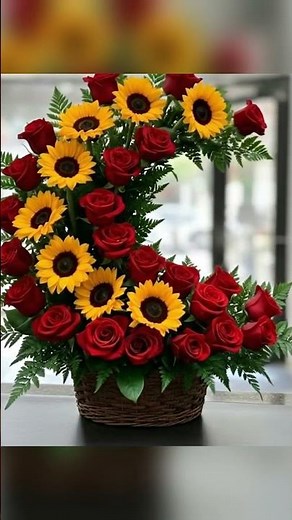 Arreglo en forma de luna con rosas y girasoles Mis Flores