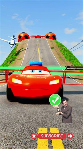 Lightning McQueen vs Giant Laser Challenge! 🏎⚡️😱 #shorts #beamng