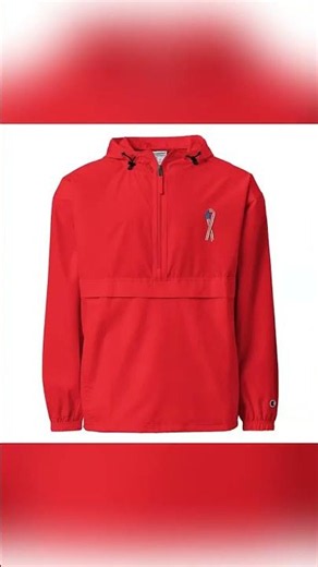 Embroidered Champion Packable Jacket with US Flag Ribbon