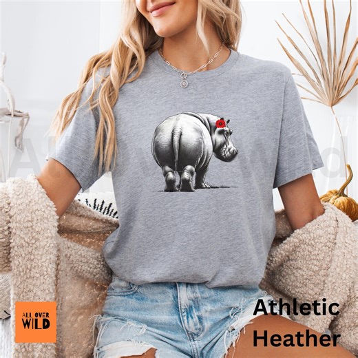 Boho Hippo Shirt, Hippopotamus & Poppy Flower Graphic Tee, Unisex Safari Animal T-shirt - Etsy