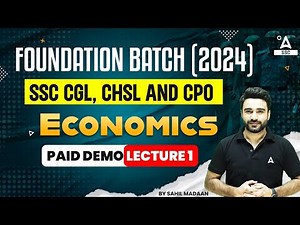 SSC CGL/CHSL/CPO 2024 | Economics Class By Sahil Madaan | Demo Lecture 1